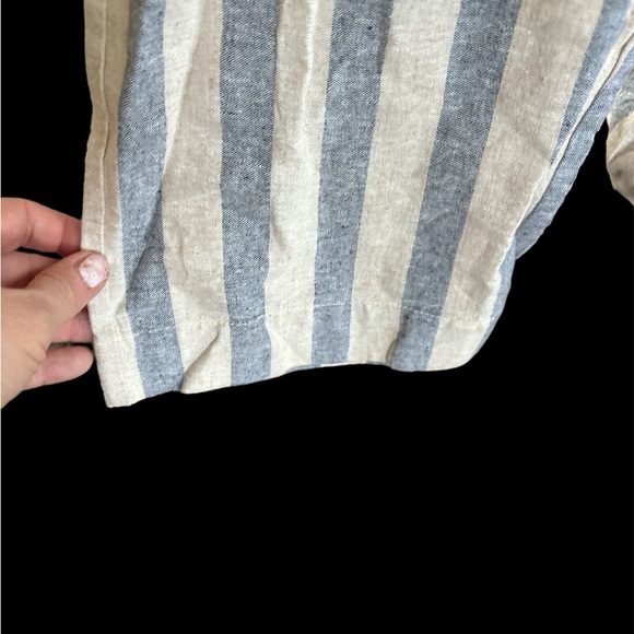 Altar’d State Jumpsuit Romper Blue White Stripe Linen Blend - Picture 2 of 7